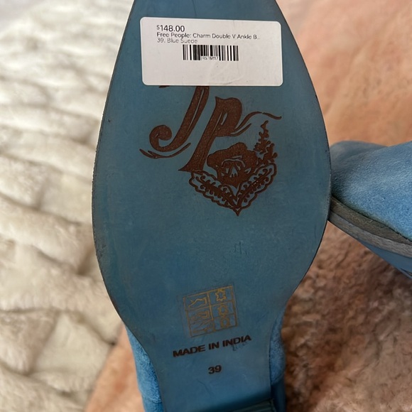 Free People Collection - Charm Double V Ankle Boot - Blue Suede - Picture 3 of 5